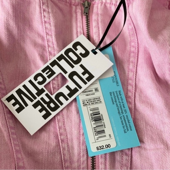 Denim Corset Top Future Collective Women's Pink Sleeveless - Picture 6 of 10